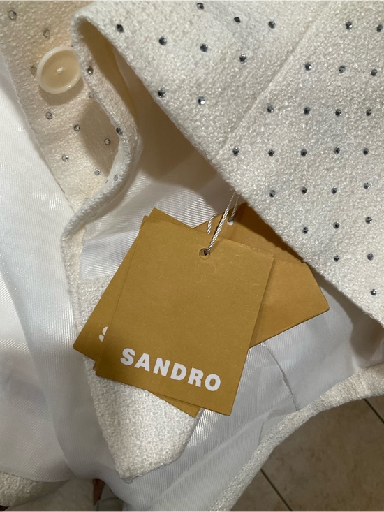 Sandro Jackets & Blazers - Sandro White Textured Dress with Sparkle Dots